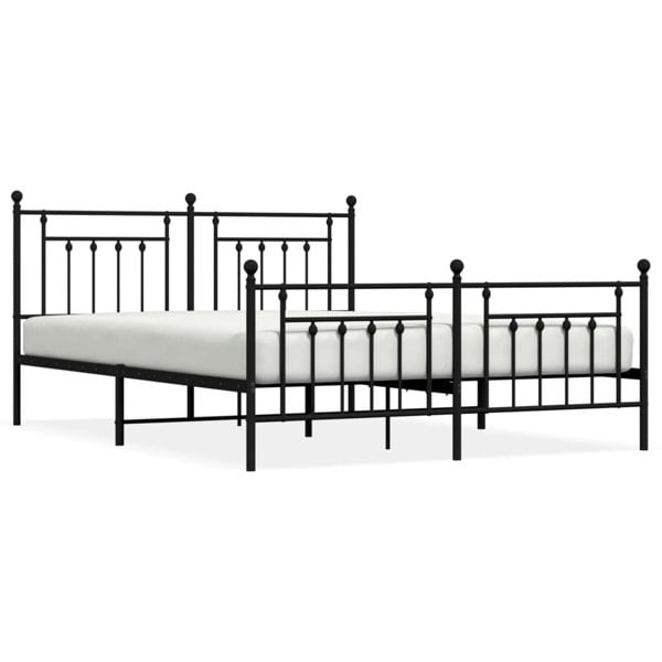 Berkfield Metal Bed Frame with Headboard and Footboard Black 180x200 cm