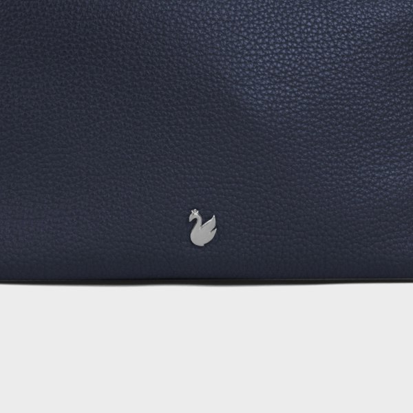 Assots London 'CITY BAG' Navy Soft Pebble Grain Real Leather Shoulder Bag