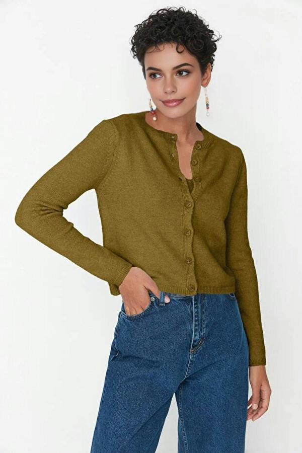 WOVCOR 2-Piece Crop Soft-Textured Knit Blouse-Cardigan Set