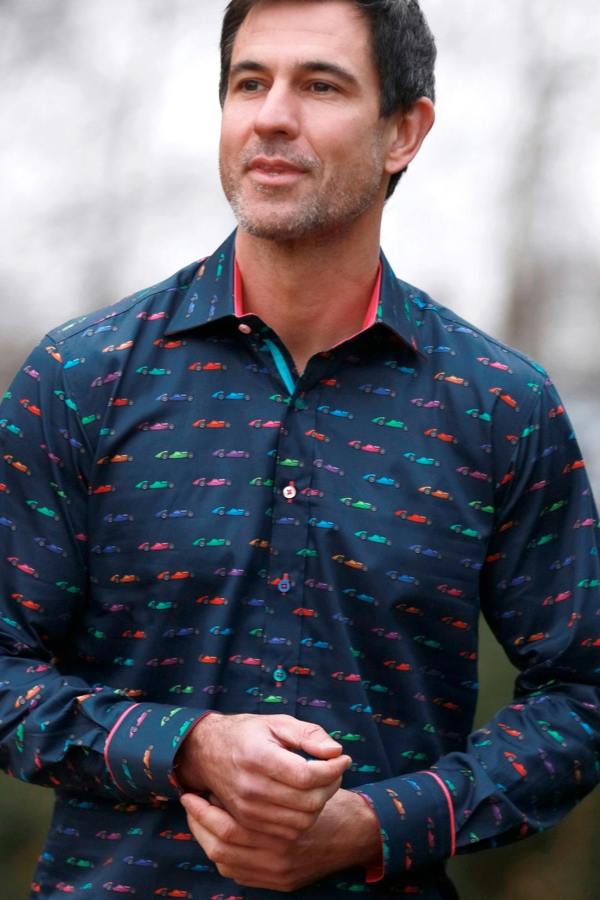 VINTAGE GRAND PRIX SHIRT - Premium Men's Patterned Shirt by Claudio Lugli | Bold Design, Tailored Fit, Best Printed Shirts