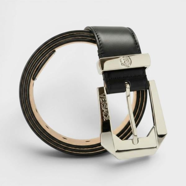 Versace Leather Medusa Buckle Black Silver