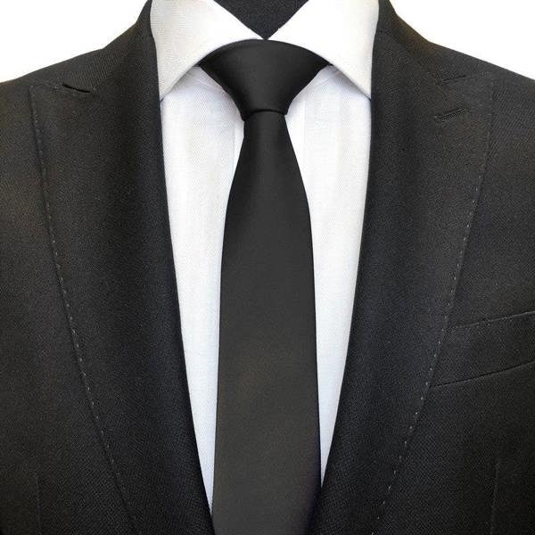 Black classic plain tie