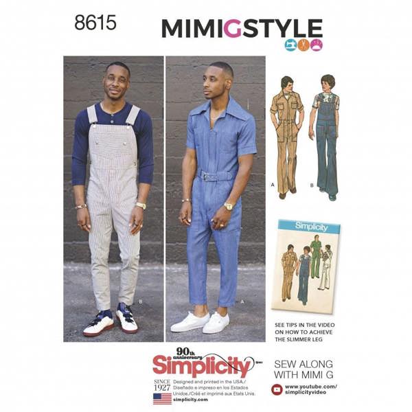 Simplicity Sewing Pattern 8615, Dungarees for Men, AA (34-36-38-40-42) - Intermediate