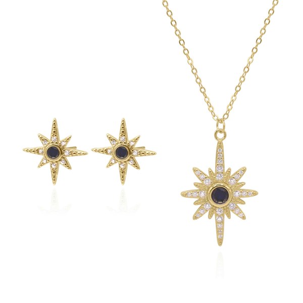 Luna Charles Star Birthstone Gift Set - Earrings & Necklace - 18K Gold Plated