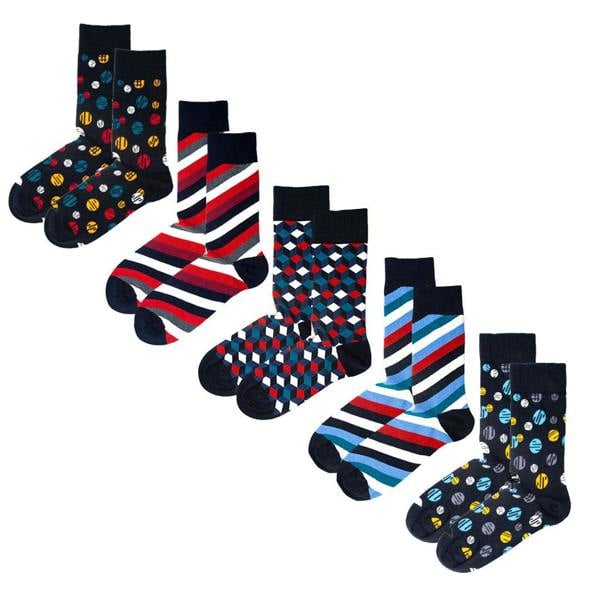 Jemsox Linear Luxe – 5 Pack Multi-Design Men’s Soft Cotton Socks