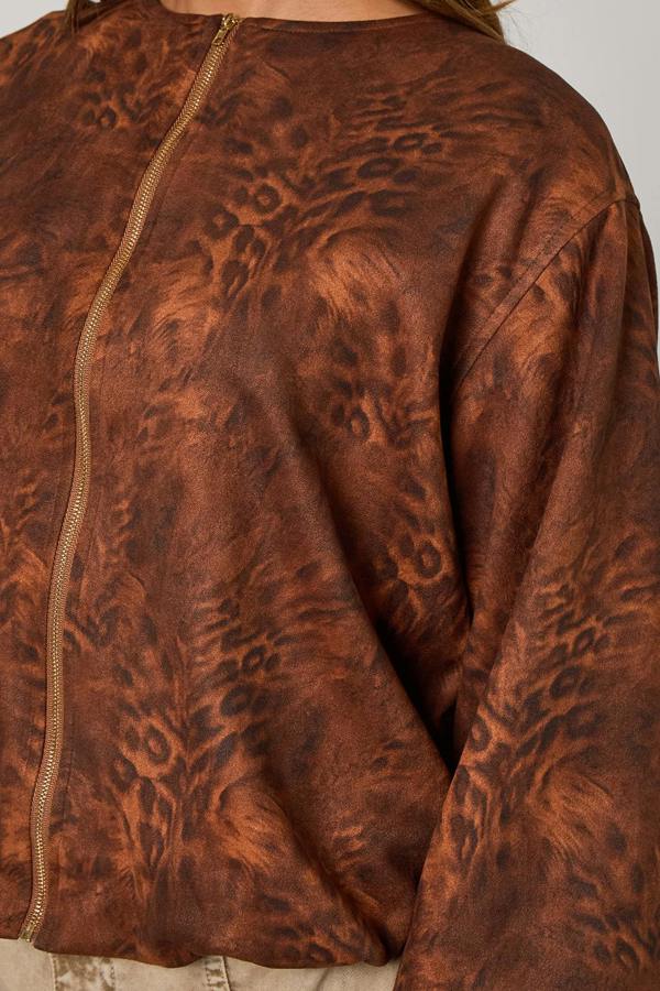 Urban Bliss Animal Faux Suede Bubble Hem Jacket
