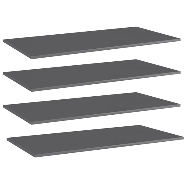 Berkfield Bookshelf Boards 4 pcs High Gloss Grey 80x20x1.5 cm Engineered Wood