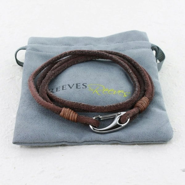 "Cowboy" Suede and Leather Double Wrap Bracelet - Reeves & Reeves