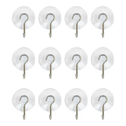 23mm Clear Suction Cup Metal Hooks, Pack of 12, Reusable Hold for Glass, Tiles and Mirrors image 6