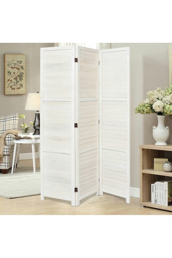 Living and Home Folding Solid Wood Room Divider Privacy Screen