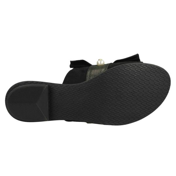 Spot On Ladies Spot On Pearl Trim Mules