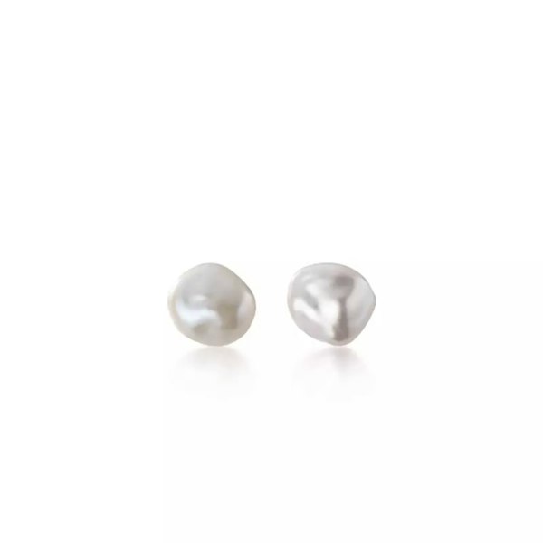 Spero London Baroque Pearl Irregular Stud Earrings Sterling Silver