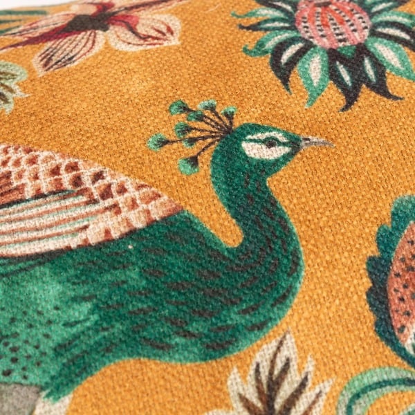 Wylder Holland Park Duo Peacock Rectangular Cushion Cover - Ochre / Claret