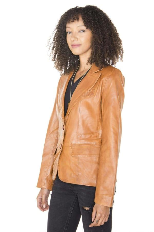 Infinity Leather Womens Leather Blazer Jacket-Seregno