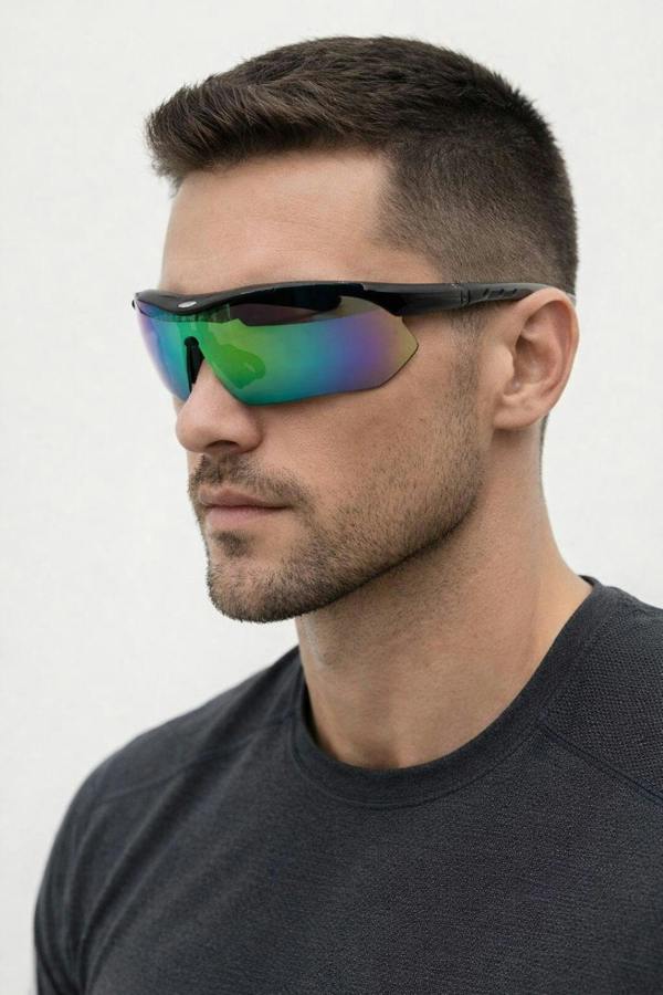 Outdoor Sports Racer Sunglasses In Black Multi With Case - svnx