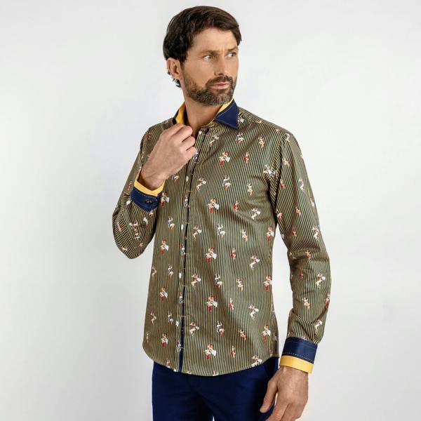 PIN UP GIRL FIREFIGHTER PRINT SHIRT - Premium Men's Patterned Shirt by Claudio Lugli | Bold Design, Tailored Fit, Best Printed Shirts