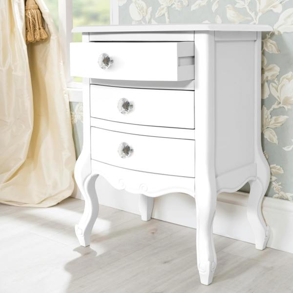 Statement Furniture Juliette Vintage Chic 3 Drawer Bedside Table with Crystal Handles
