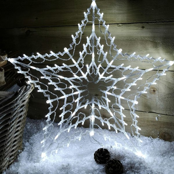 Samuel Alexander 50cm White 100 LED Window Star Light Up Indoor/Outdoor Christmas Decorations