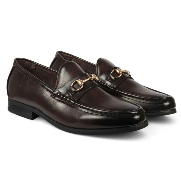 Dolcetto Men's Loafers with Gold Buckle Smart Slip-On Shoes