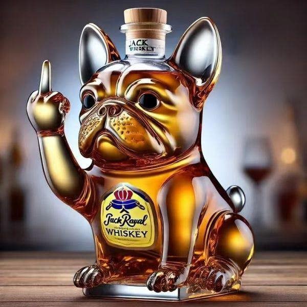 Leaper Creative Transparent Glass French Bulldog Whiskey Bottle