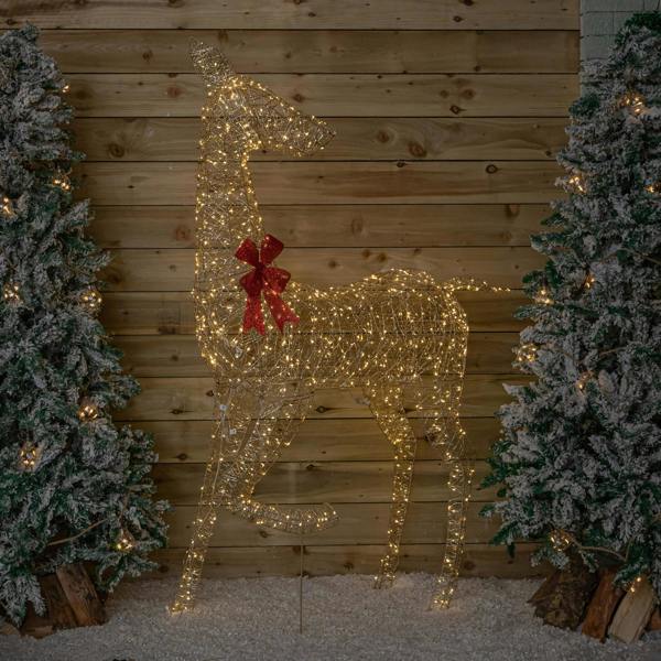 Samuel Alexander 1.75m Light up Gold Twist Christmas Reindeer 880 Warm White LEDs