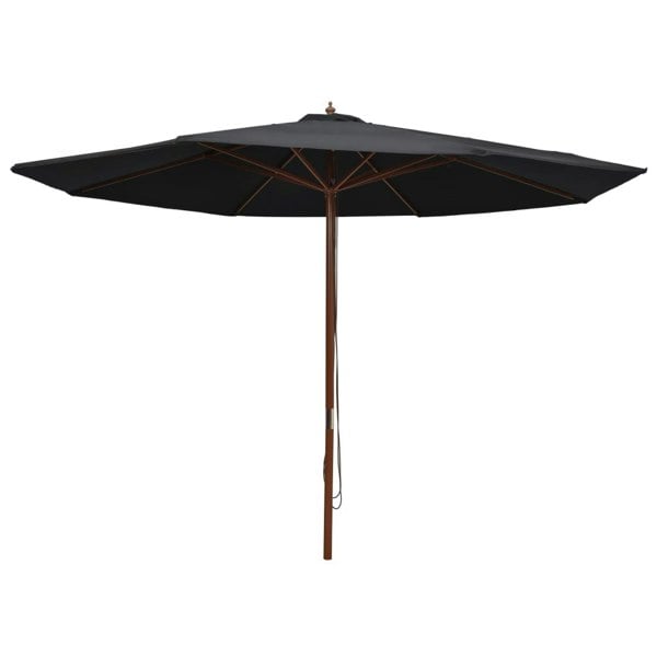 Berkfield Outdoor Parasol with Wooden Pole 350 cm Black