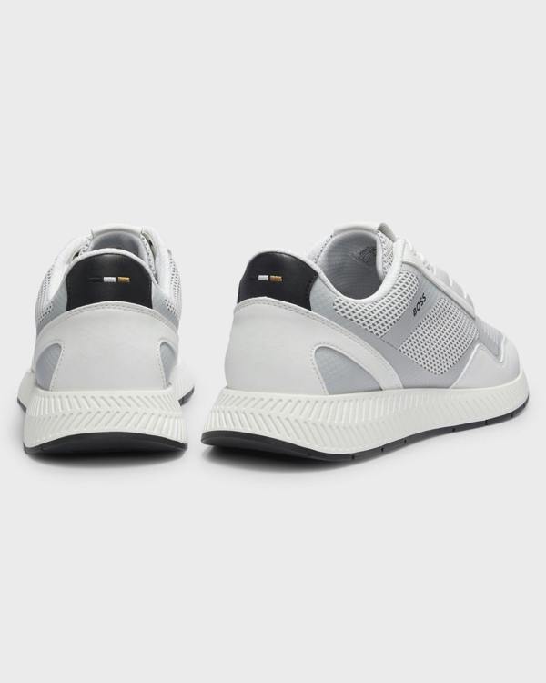 BOSS Orange Mens Reflective-nylon trainers with ridged sole - Open White 121 pair, back