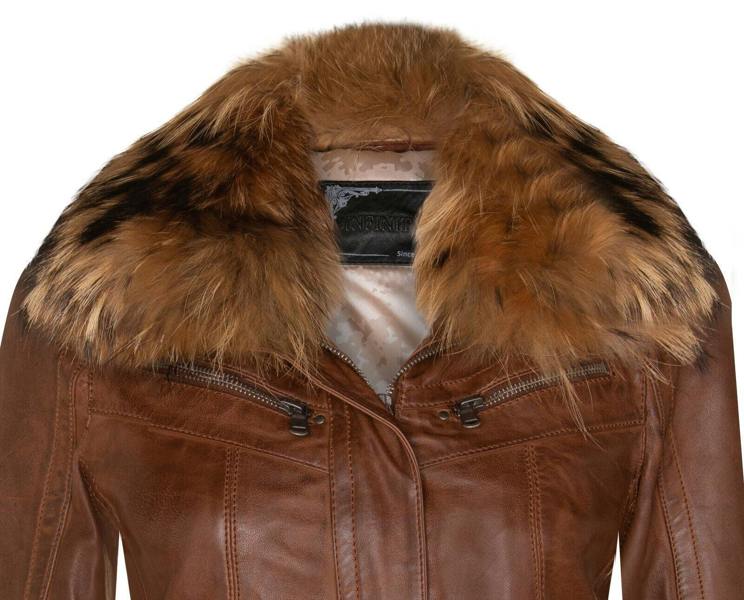 Womens Slim Fit Leather Parker Jacket-Millom - Upperclass Fashions 