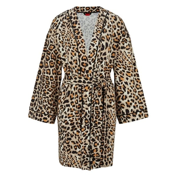 Hugo Womens/Ladies Leopard Print Kimono Dressing Gown - Multicoloured