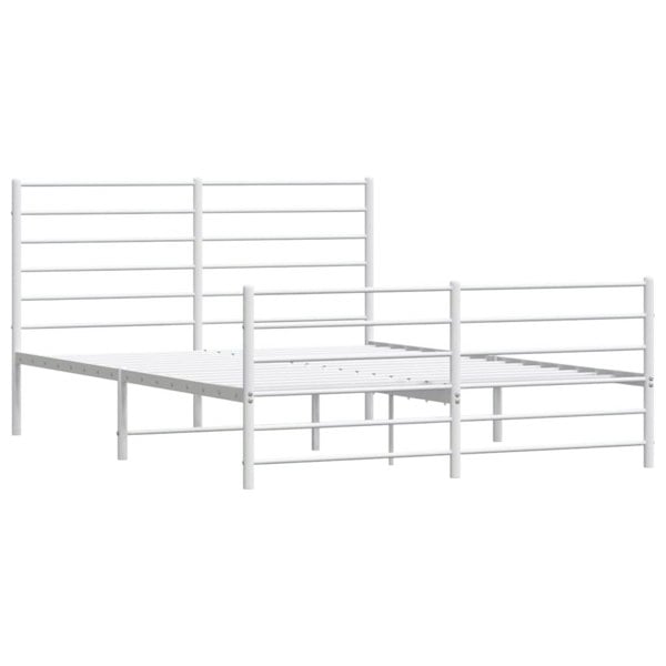 Berkfield Metal Bed Frame with Headboard and Footboard White 120x190 cm 4FT Small Double