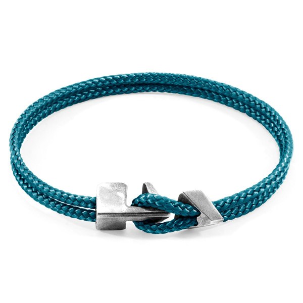 Anchor & Crew Ocean Blue Brixham Silver and Rope Bracelet