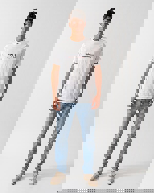 Tommy Hilfiger Brand Love Hilfiger Mens Tee - White - CHO - Designer Mens T-Shirts & Tops