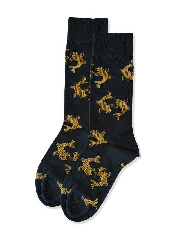 Jemsox Carps (Black) Premium Pattern Socks | Cotton-Rich Fish Design Socks by Jemsox