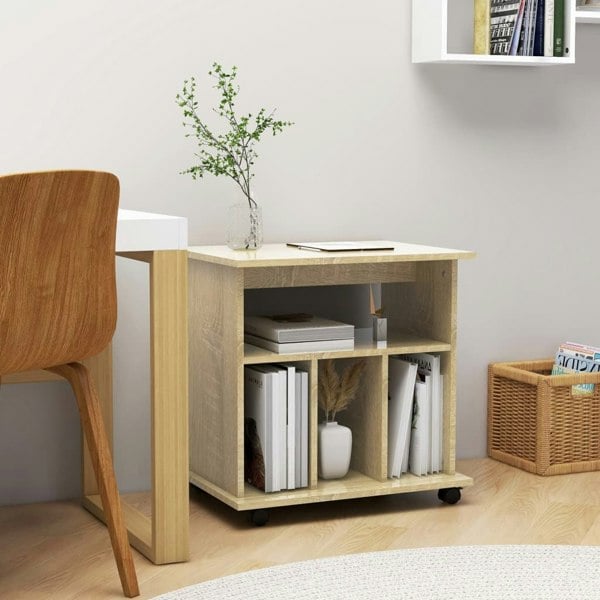 Berkfield Rolling Cabinet Sonoma Oak 60x45x60 cm Engineered Wood