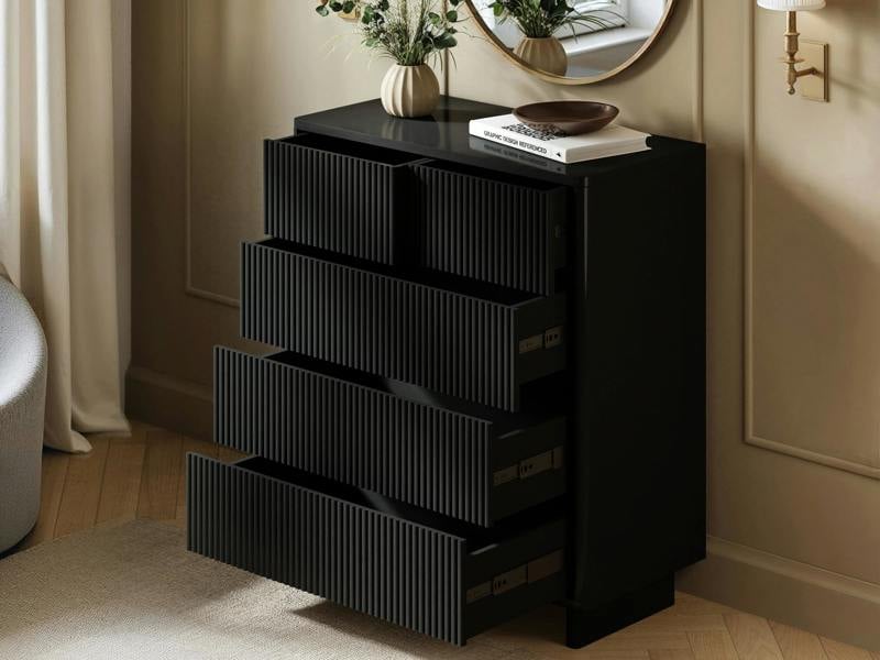 SOLACE+CO Velmor 2 Piece Ribbed Chest of Drawers Set Black
