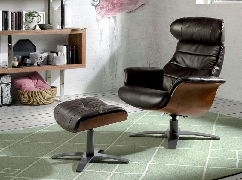 Angel Cerdá Chocolate brown leather swivel recliner armchair 5034