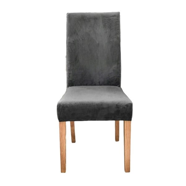 Anyseat Chair Cover Dark Grey Velvet Plush Stretch Elastic Slipcover
