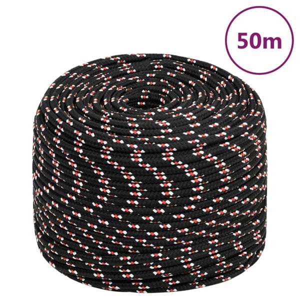 Berkfield Boat Rope Black 8 mm 50 m Polypropylene