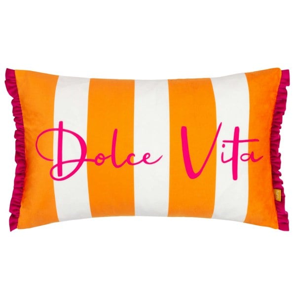 Furn Dolce Vita Velvet Stripe Cushion Cover - Orange/Pink