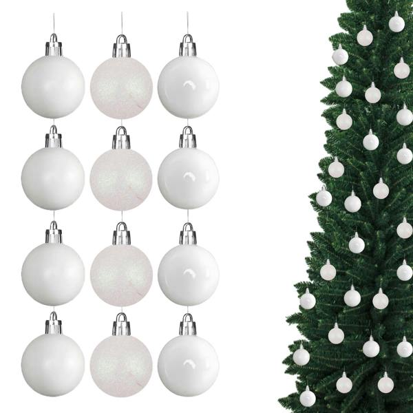 3cm White Christmas Baubles Pack Sizes 12 or 24 Shatterproof PVC Hanging Decorations image 1
