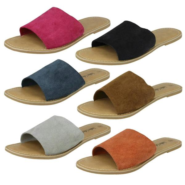 Leather Collection Ladies Leather Collection Flat Mule Sandals