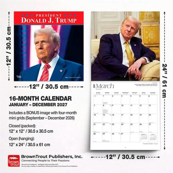 President Donald J Trump Calendar 2027, Wall Calendars, Month To View, History & Literature, Gift