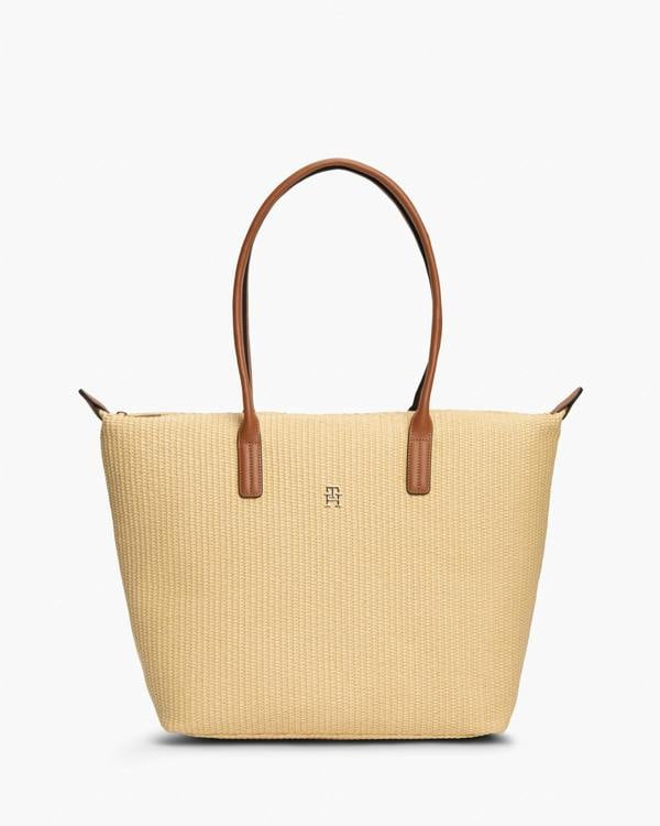 Tommy Hilfiger Popette Raffia Womens Tote Bag - Natural Raffia