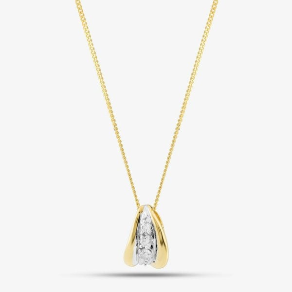 T. H. Baker 9ct Yellow Gold Brilliant Cut Diamond Curved Necklace P1240/10C-10
