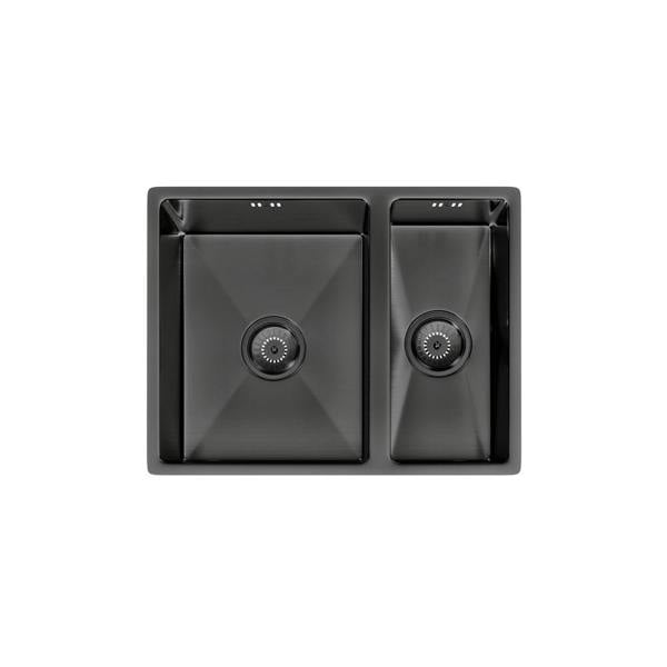 Flode Möckeln | 1.5 Bowl Stainless Steel Kitchen Sink | Inset or Undermounted | Strainer Wastes Supplied | Gun Metal Finish