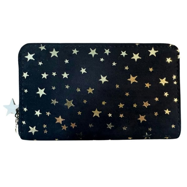 Solis Accessories Ladies Faux Suede Concertina Purse – Midnight Sparkle Stars
