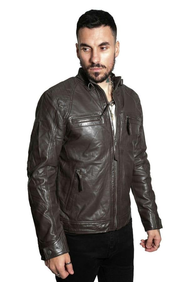 Infinity Leather Men's Vintage Leather Quilted Biker Jacket-Monaco