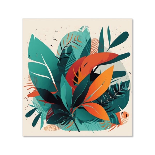 Warren Reed - Designer Green Orange Tropical Leaves Kitchen Splashback