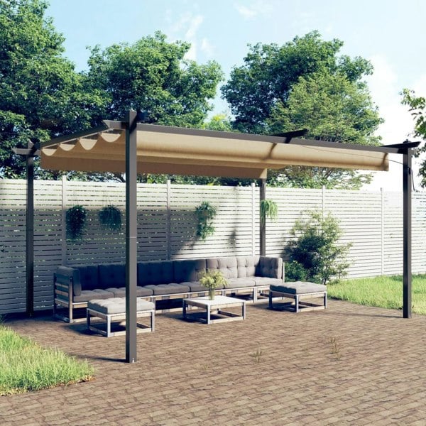 Berkfield Garden Gazebo with Retractable Roof 4x3 m Taupe