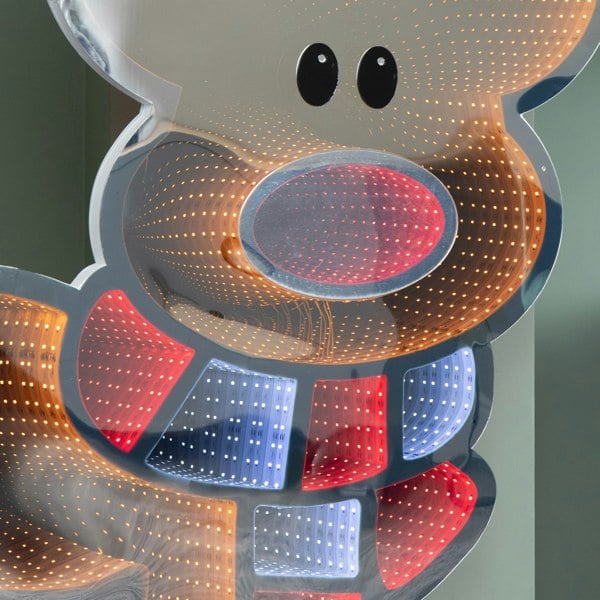 Samuel Alexander 1.20m x 1.9m Light up Cute Christmas Reindeer Infinity Mirror Decoration with Multi-Coloured LEDs